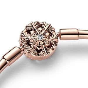 Pandora Moments Sparkling Snowflake Clasp Bangle Bracelet | Rose Gold-Plated